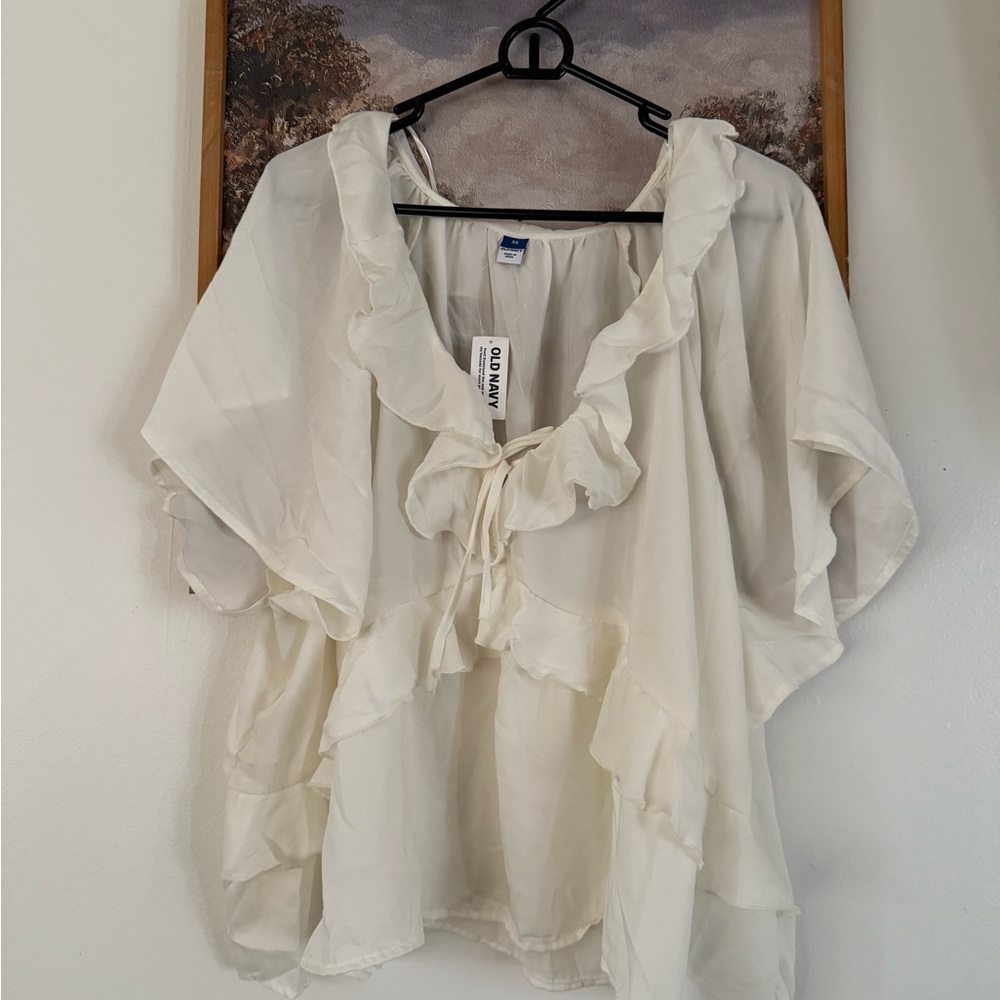Old Navy Cream Ruffle Blouse